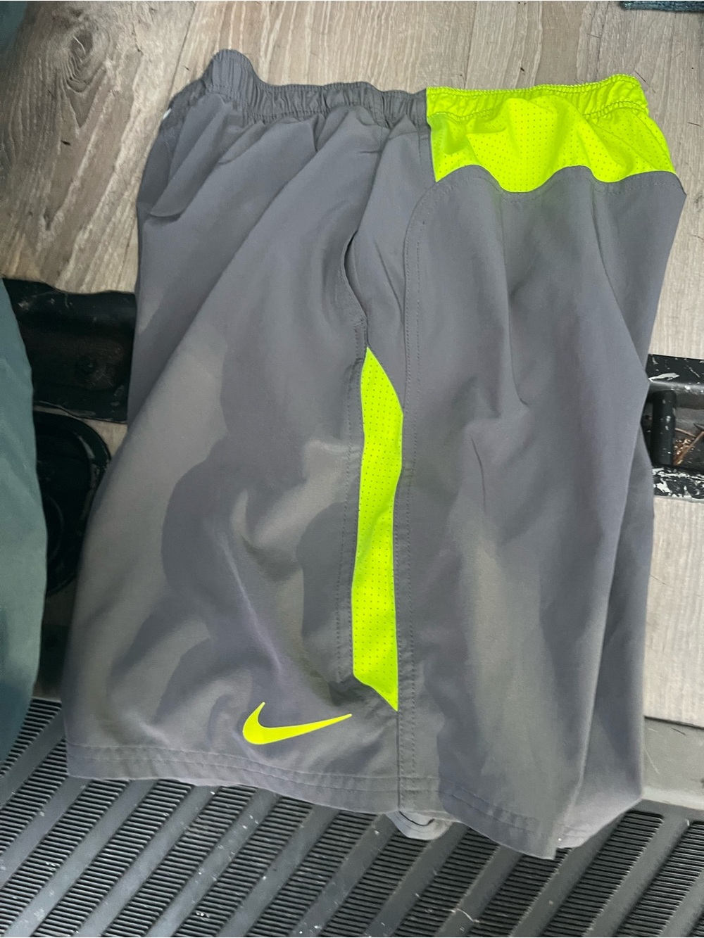 Nike Gray Shorts with Neon Yellow Accents